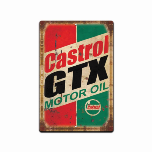 Castrol Oil Gtx - Panneau en fer blanc Castrol GTX,